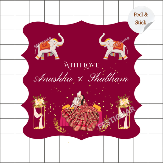 Gift Stickers in maroon | wedding stickers