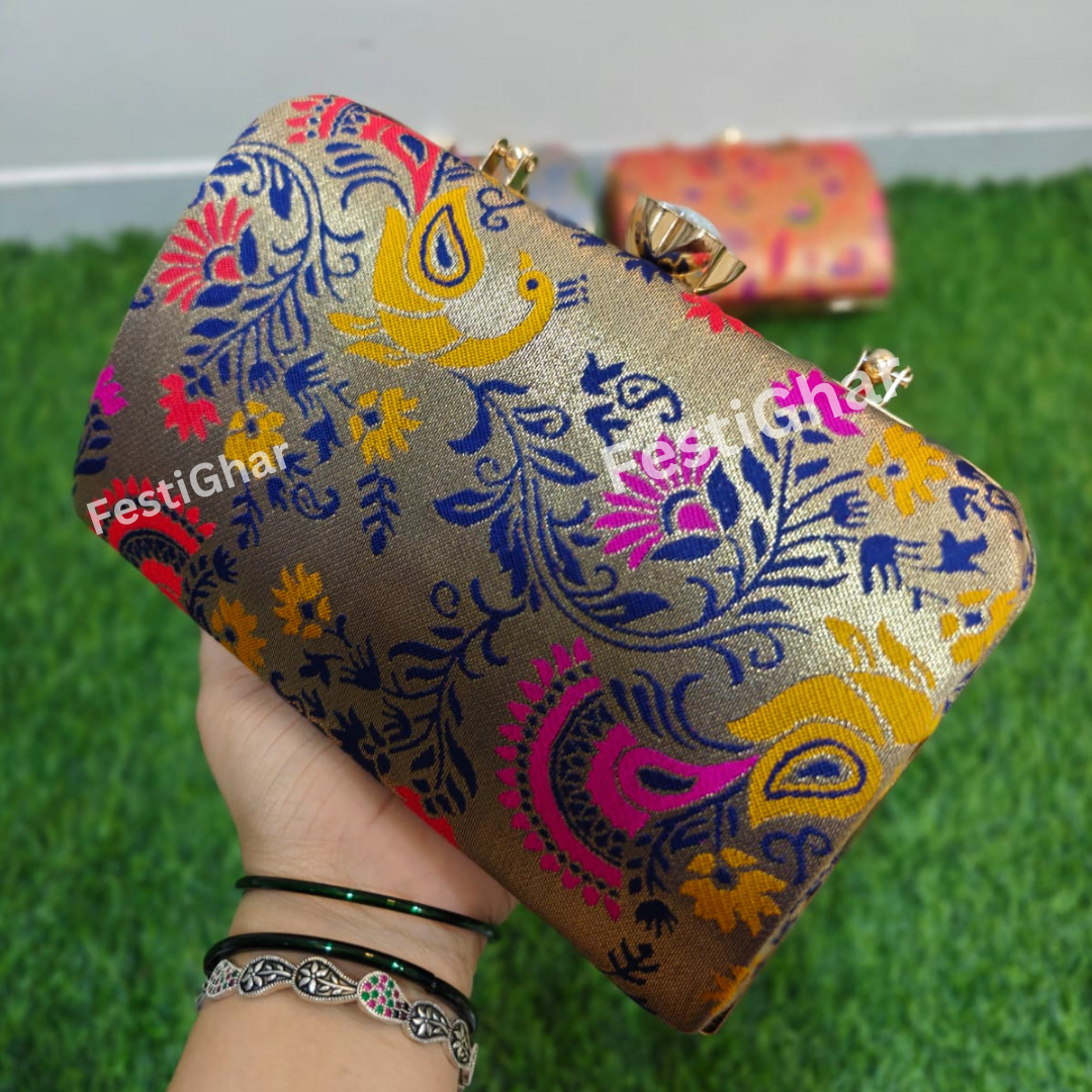Paithani box Clutch - Return gifts