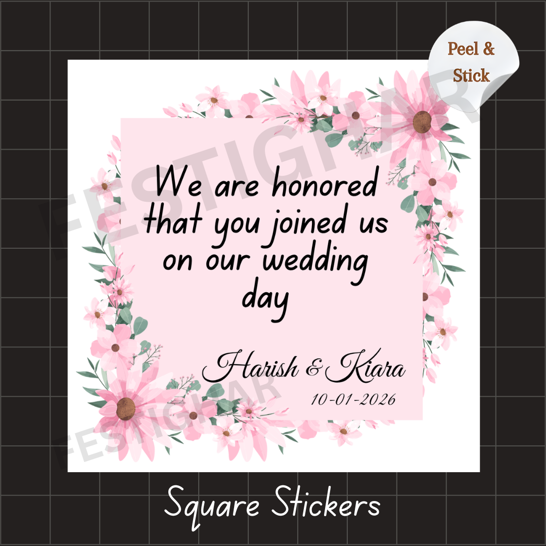 Gift sticker for wedding in square
