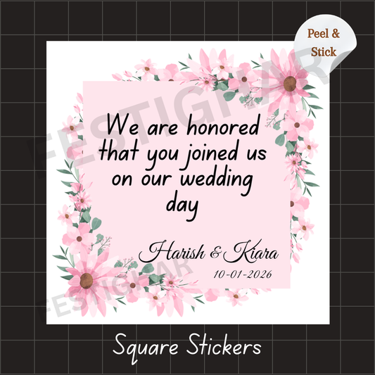 Gift sticker for wedding in square