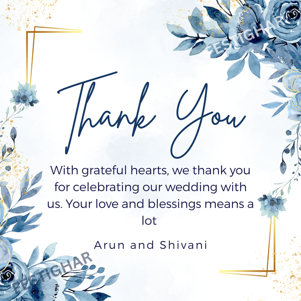 Thank you Cards customized in blue floral