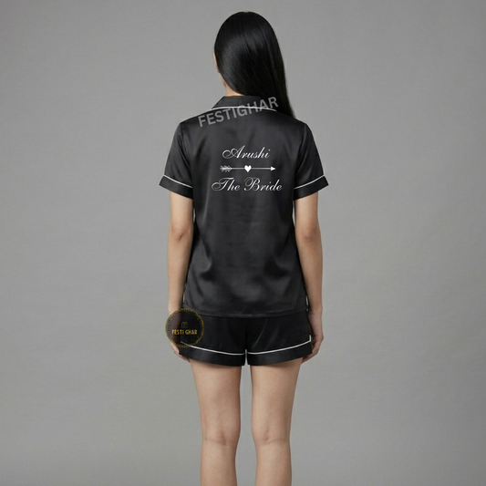 Satin Shorts Set - Arrow Heart design