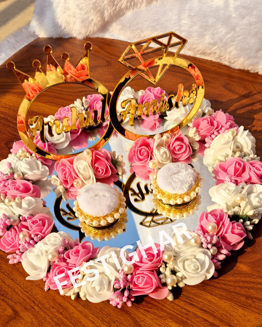 Engagement Platter in pink and white