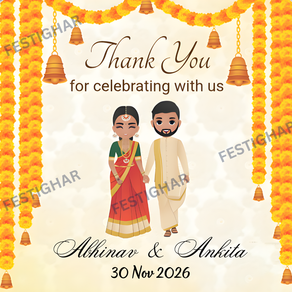Thank you Cards customized orange flowers