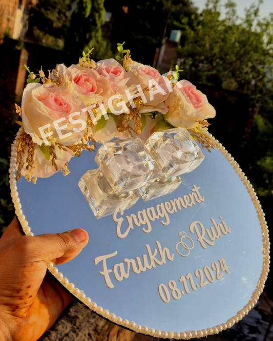 Pastel colour ring platter with glass base