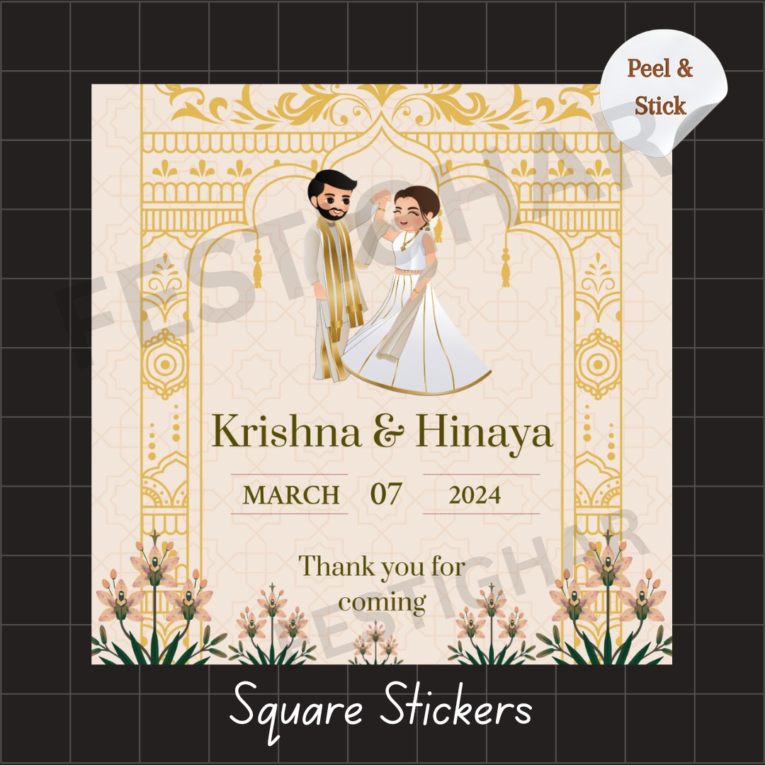 Gift sticker for wedding ethnic theme