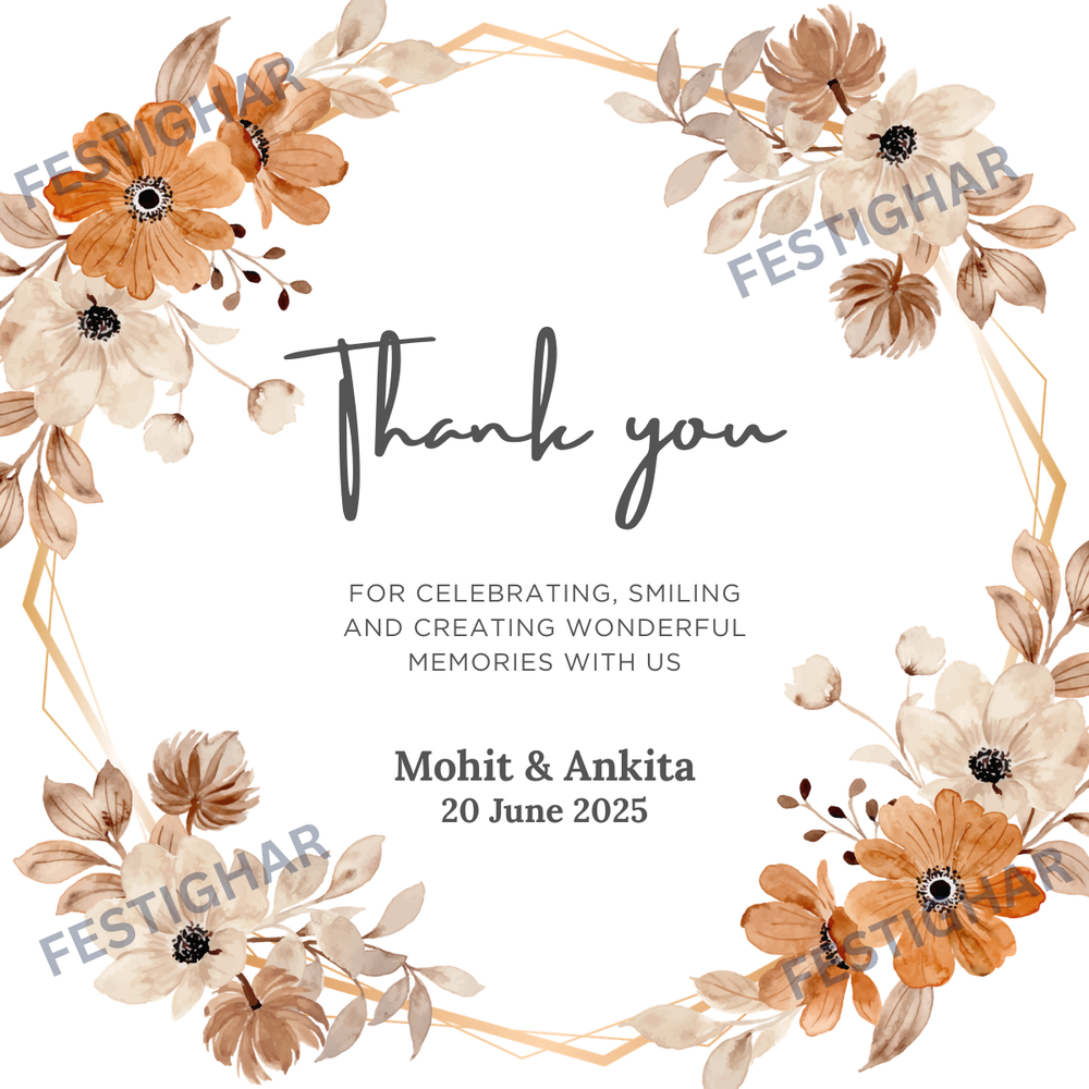 Floral theme Thank you Cards customized