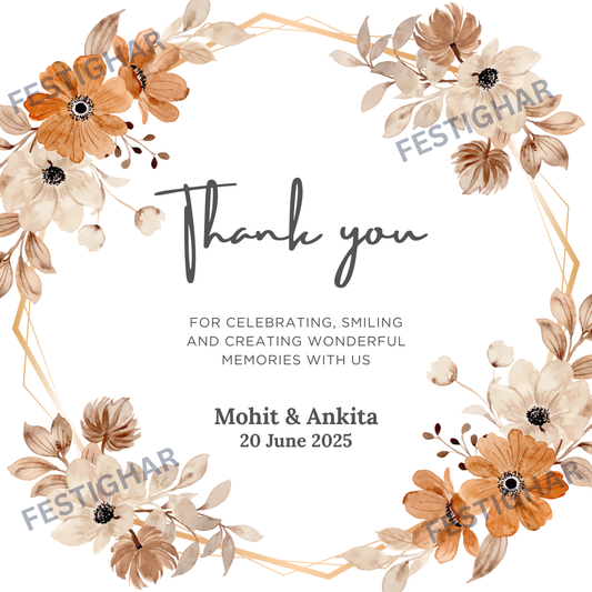 Floral theme Thank you Cards customized