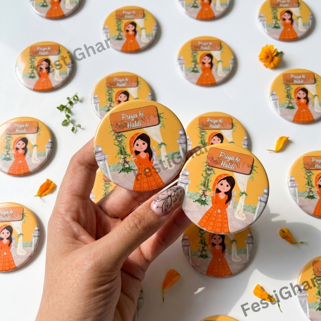 Customized Haldi Badges dulhan side