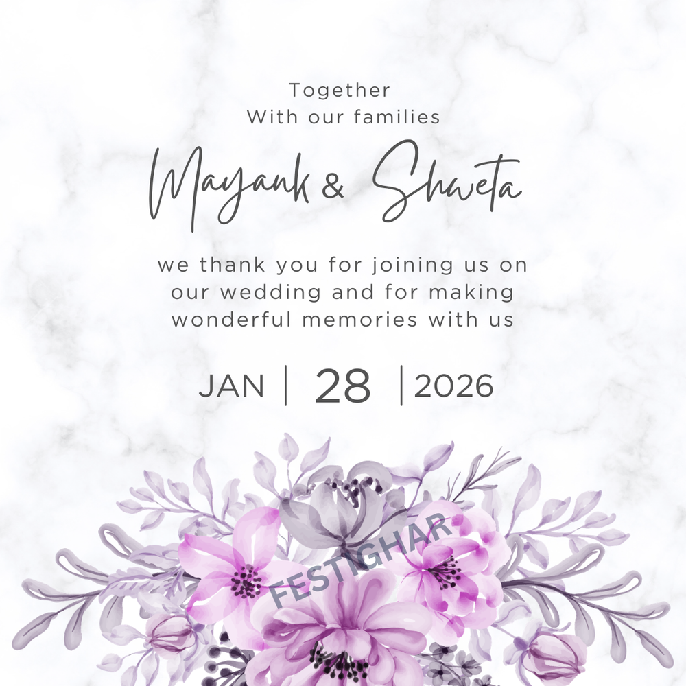 Purple theme Thank you Cards customized