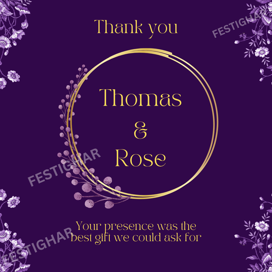 Thank you Cards customized in Purple