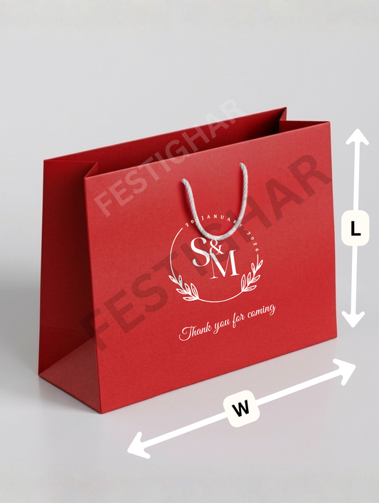 Customized Paper Bags for Wedding with initials and message