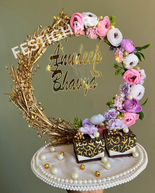 Engagement Platter in flowers and golden leaves