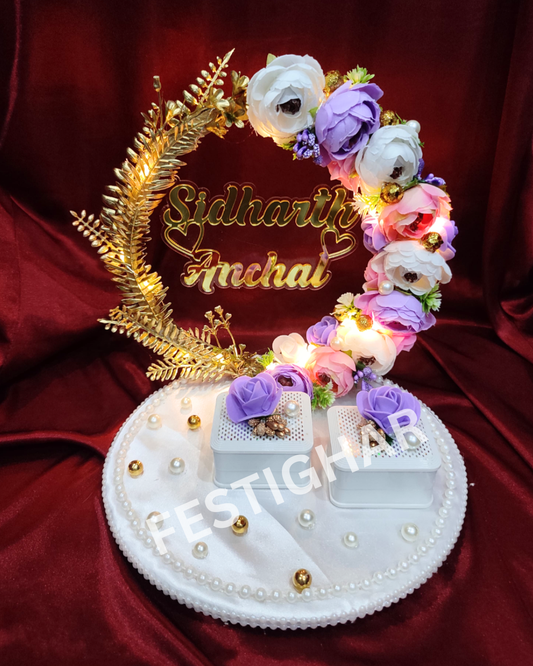 Engagement Platter with golden leaves and flowers