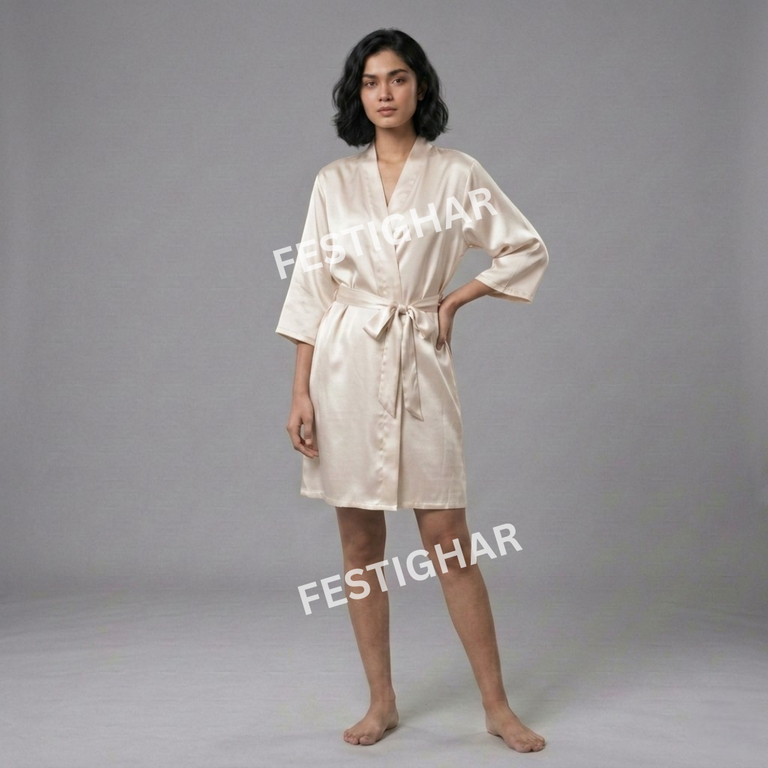 Premium Satin Robe - Bride with Design