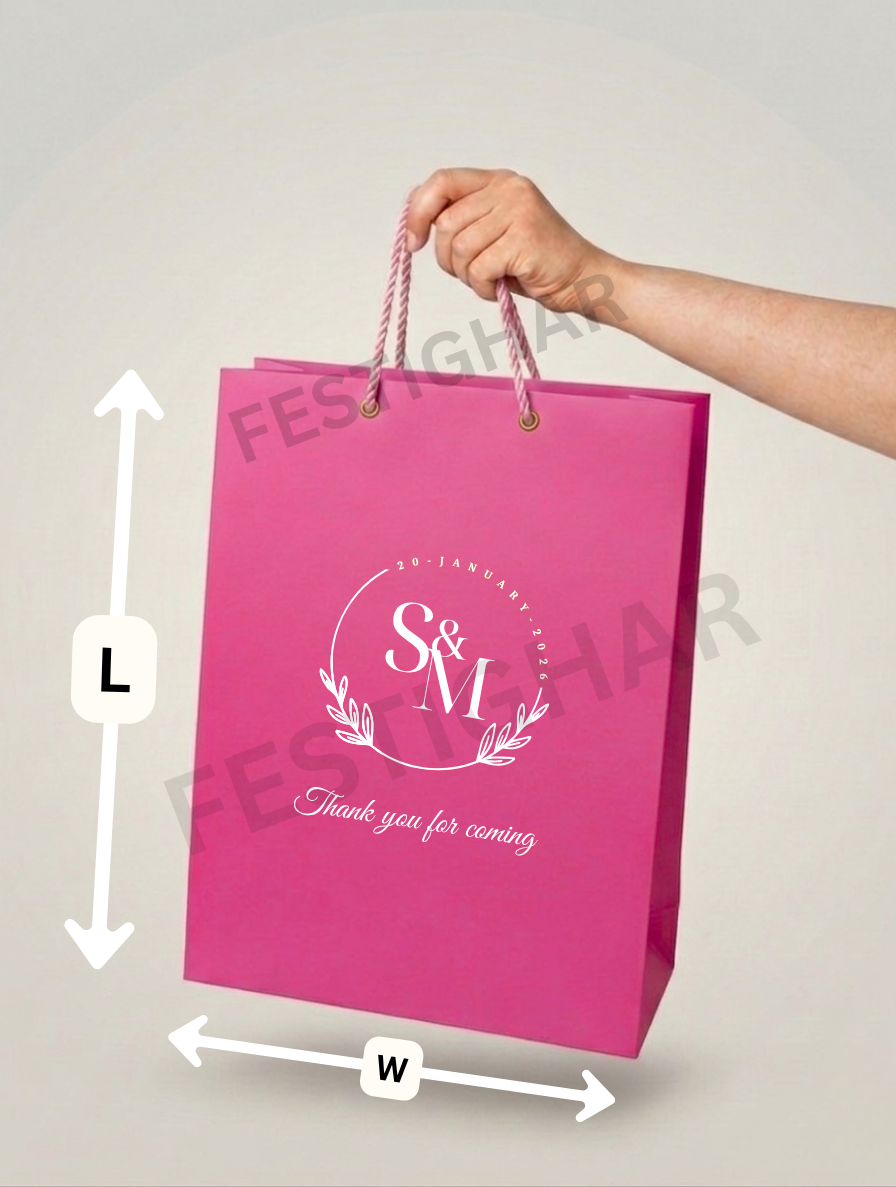 Customized Paper Bags for Wedding with initials and message