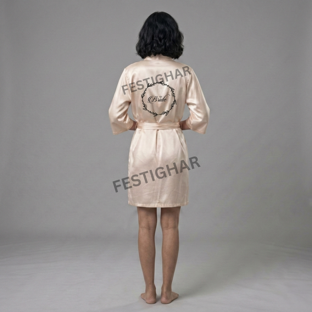 Premium Satin Robe - Bride with Design