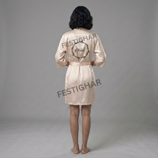Premium Satin Robe - Bride with Design