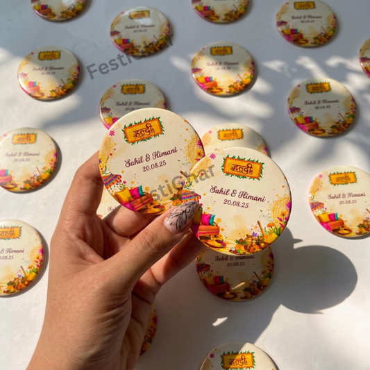 Customized badges Haldi theme