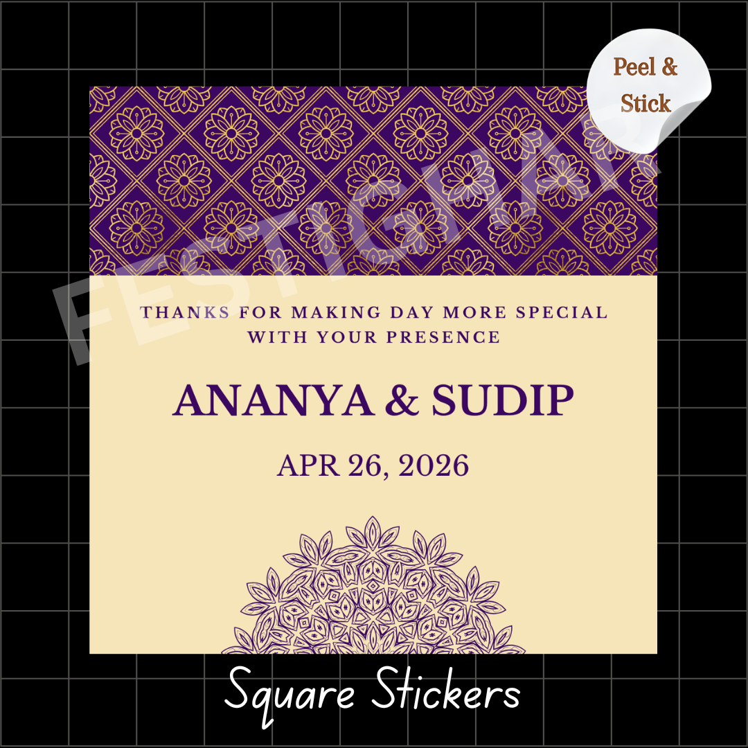 Elegant Gift stickers for wedding in purple