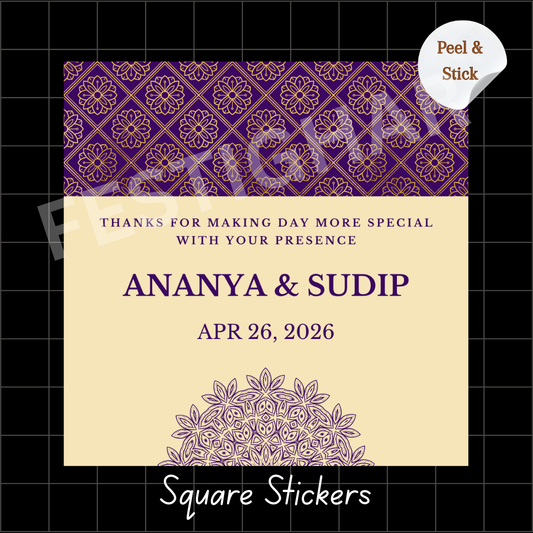 Elegant Gift stickers for wedding in purple