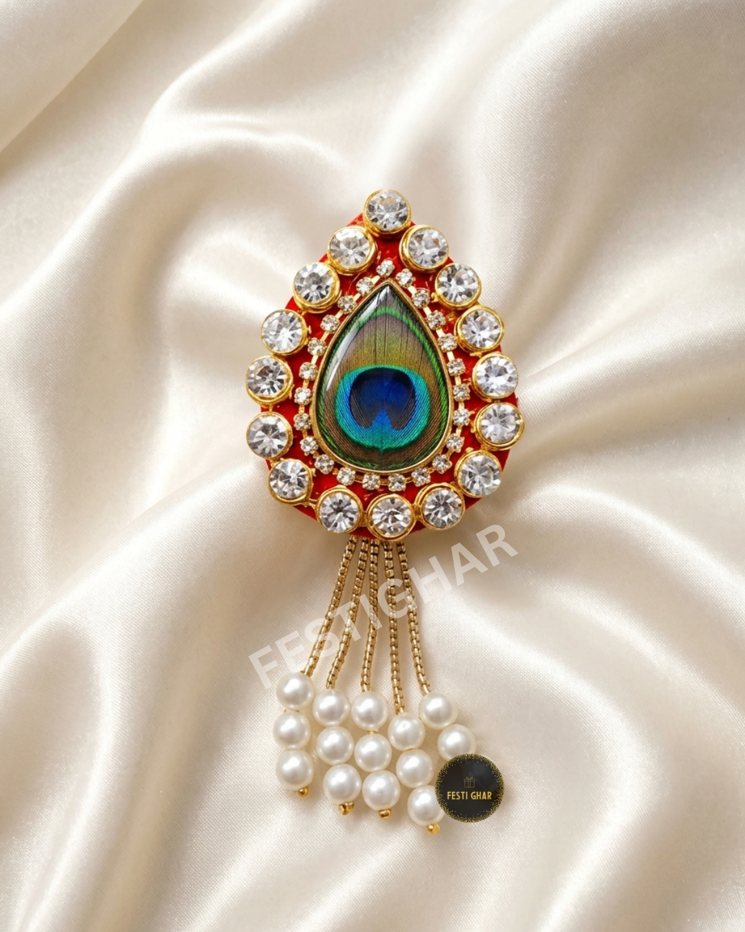Premium baraat welcome brooch in morpankh theme