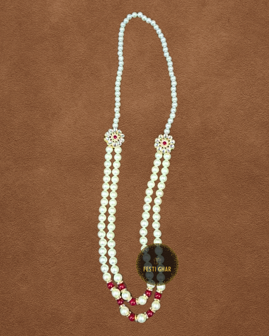 Red and White Pearl Mala