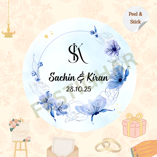 Wedding Stickers in shade of blue
