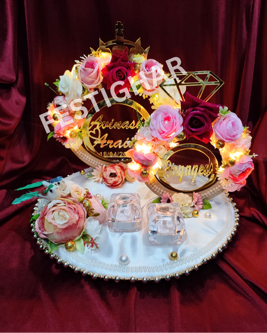 Double ring floral pattern platter