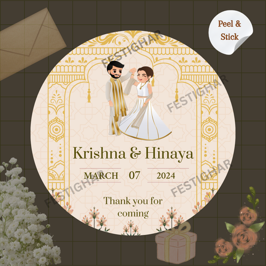 Gift sticker for wedding in ethnic