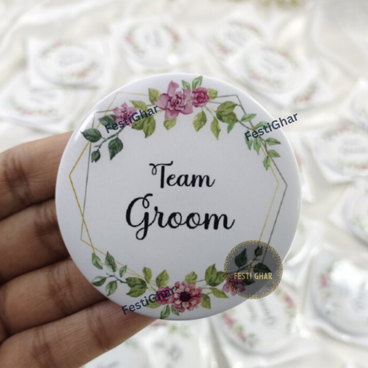 Team Groom Badges in floral