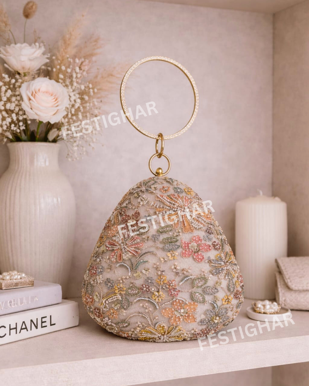 Almond shape clutch new floral design