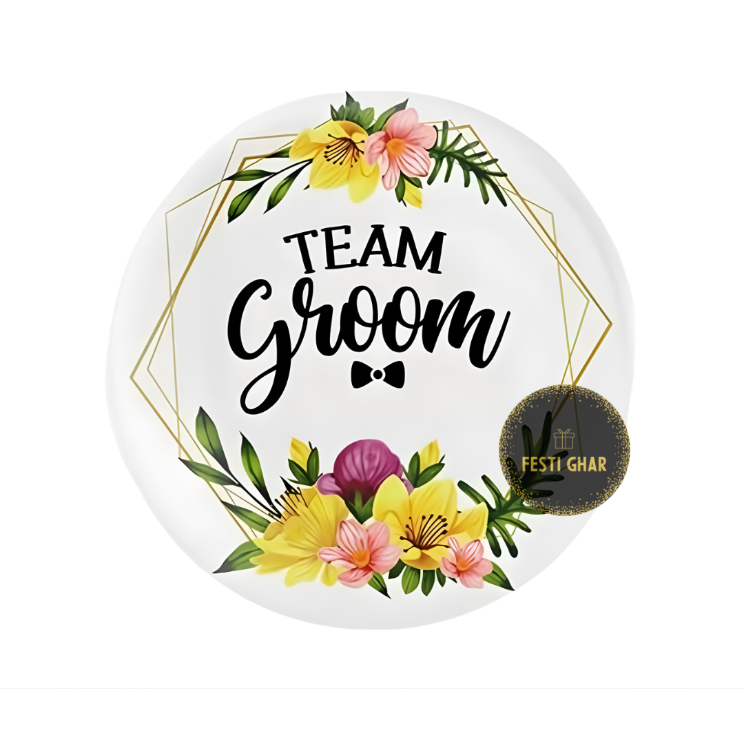Team Groom Badges with flowers
