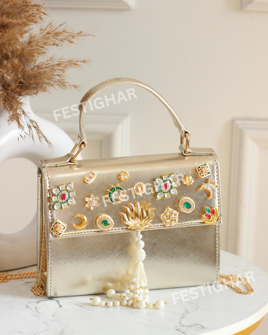 Designer Kundan Bags with Tassel