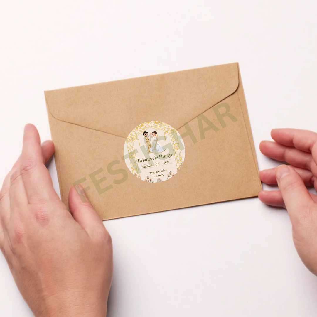 Gift sticker for wedding in ethnic