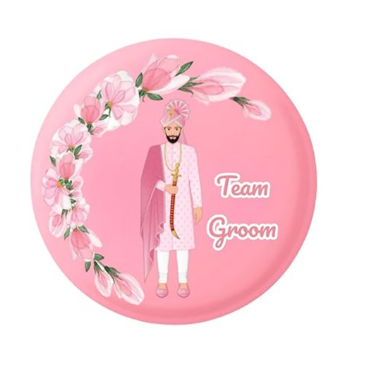 Team Groom Badges in pink