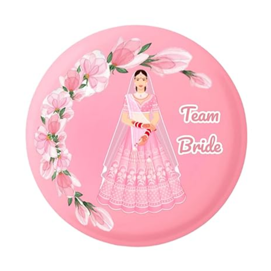 Team Bride badges in pink