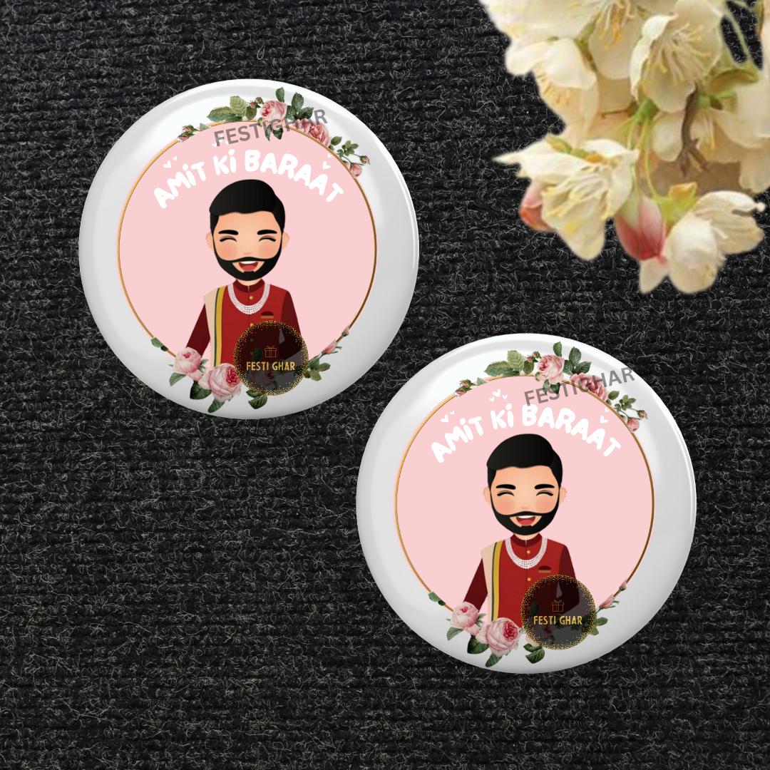 Customized wedding badge in Sherwani