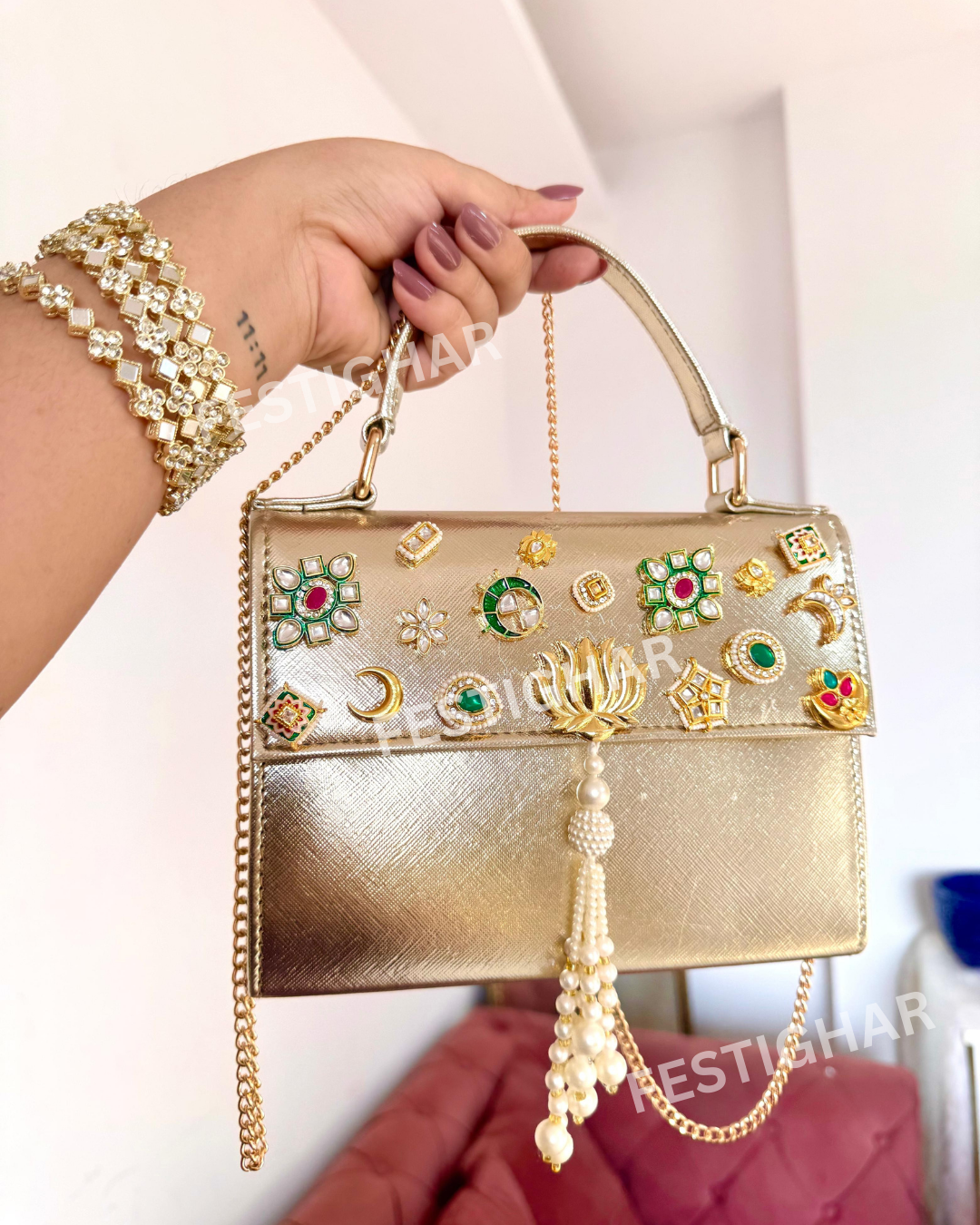 Designer Kundan Bags with Tassel