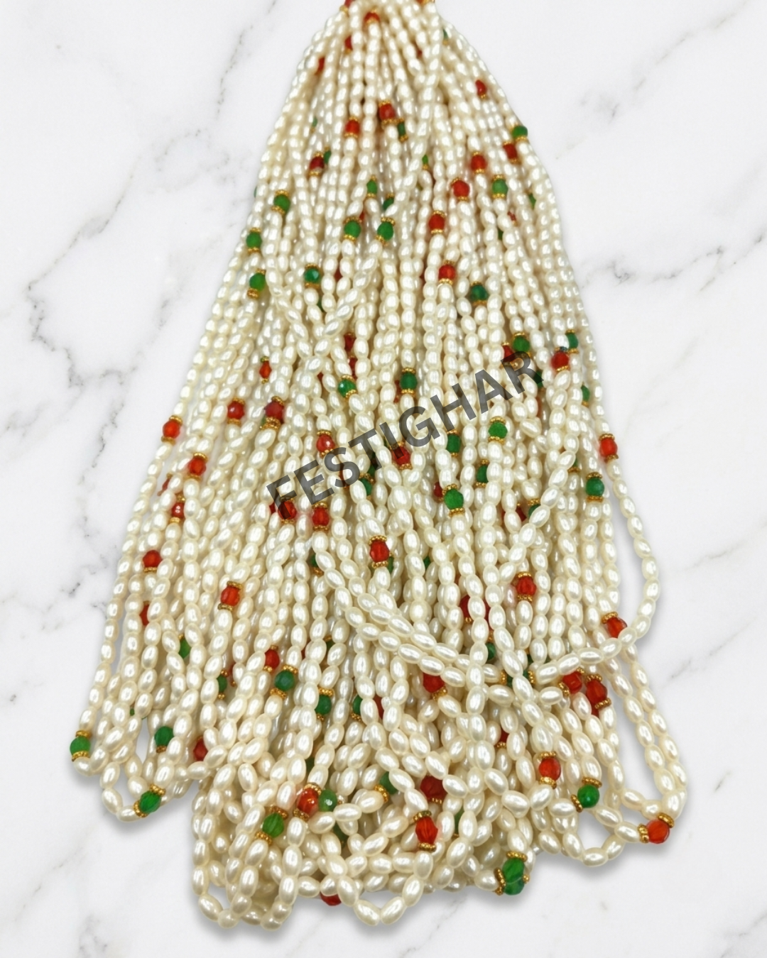 Wecome mala in oval pearls