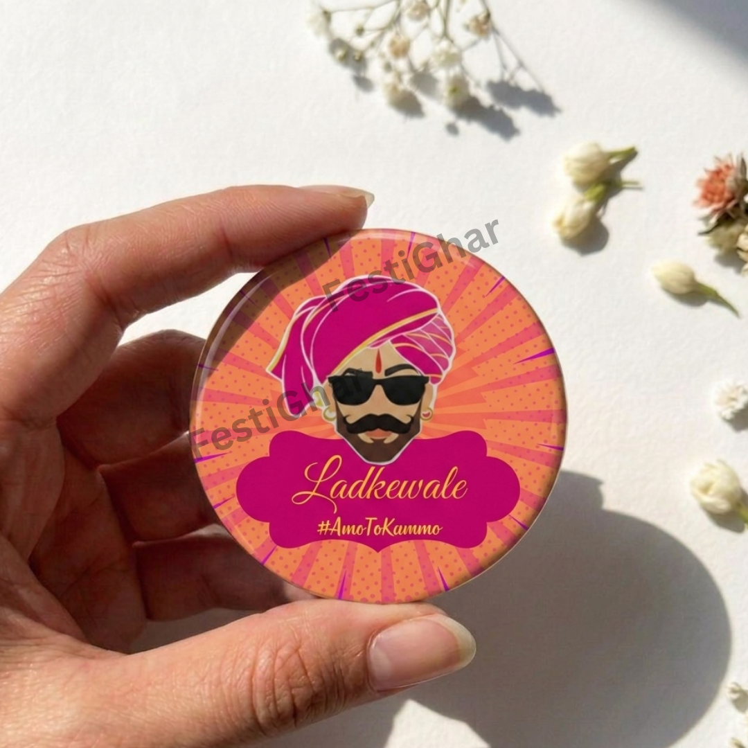 Customized Team Groom Badges in orange