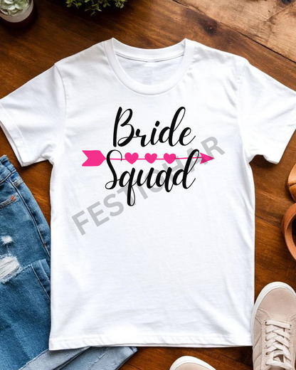 Bridesmaids T-Shirt - Bride Squad with Arrow Heart
