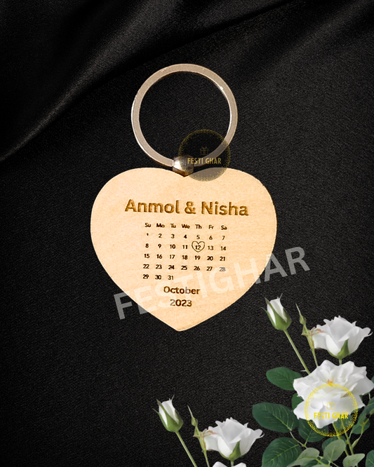 Heart Shaped wooden keychain
