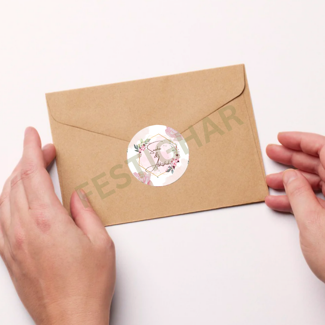 Gift sticker for wedding floral Pink