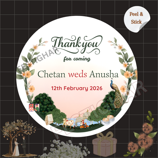 Gift sticker for wedding green theme