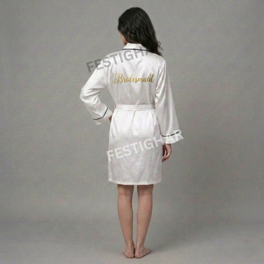 Premium Satin Robe with Piping - More Discount on bulk quantity