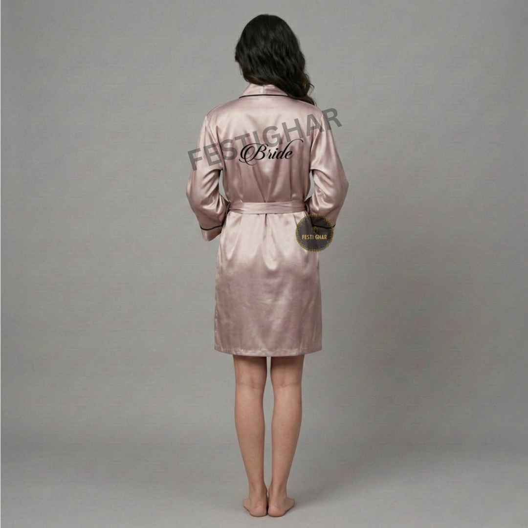 Premium Satin Robe with Piping - Personalized
