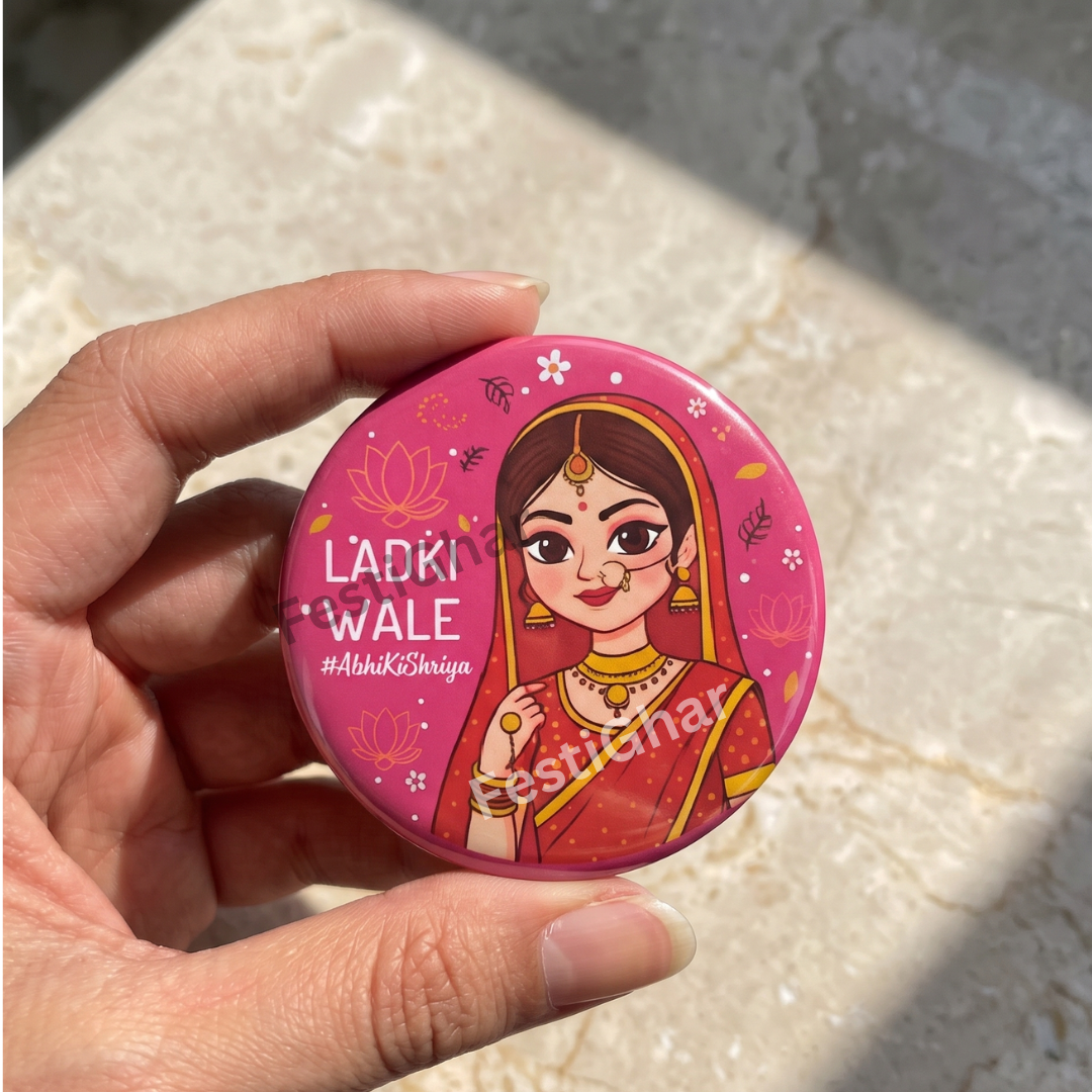 Customized Ladkiwale badges in pink
