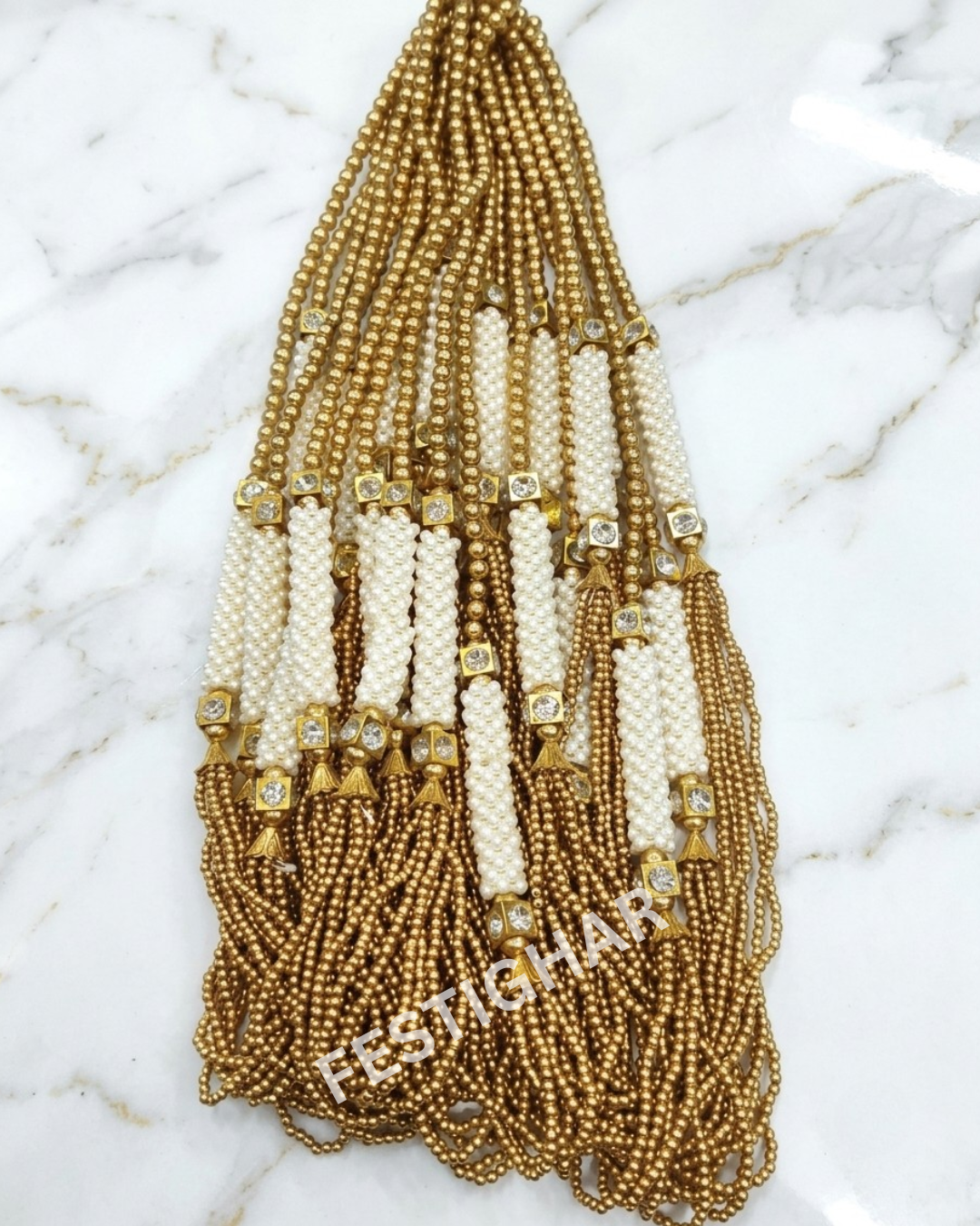 Premium barat mala in gold and white