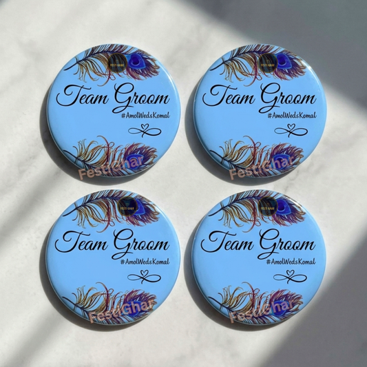 Customized Team Groom Morpankh Badges